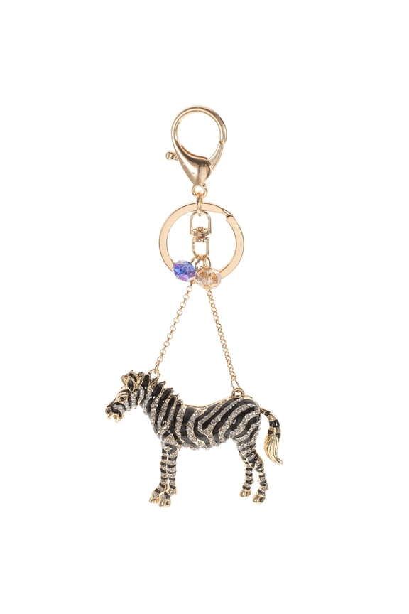 1pc Stylish Diamond Keychain Craft Zebra Ornament Keyring Bag Ornament