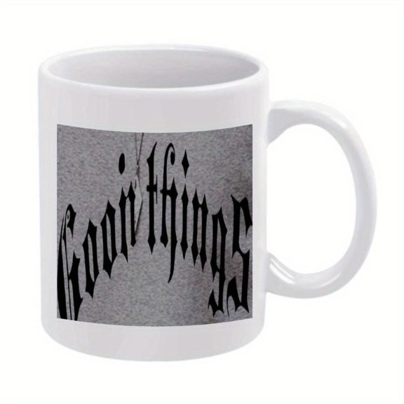 1pc Stylish Good Things Black Text Mug 11oz Ceramic Reusable Holiday Birthday Christmas Summer Hand Wash Only Holiday Item Elegant Mug Design Durable Ceramic Mug Coffee Mug