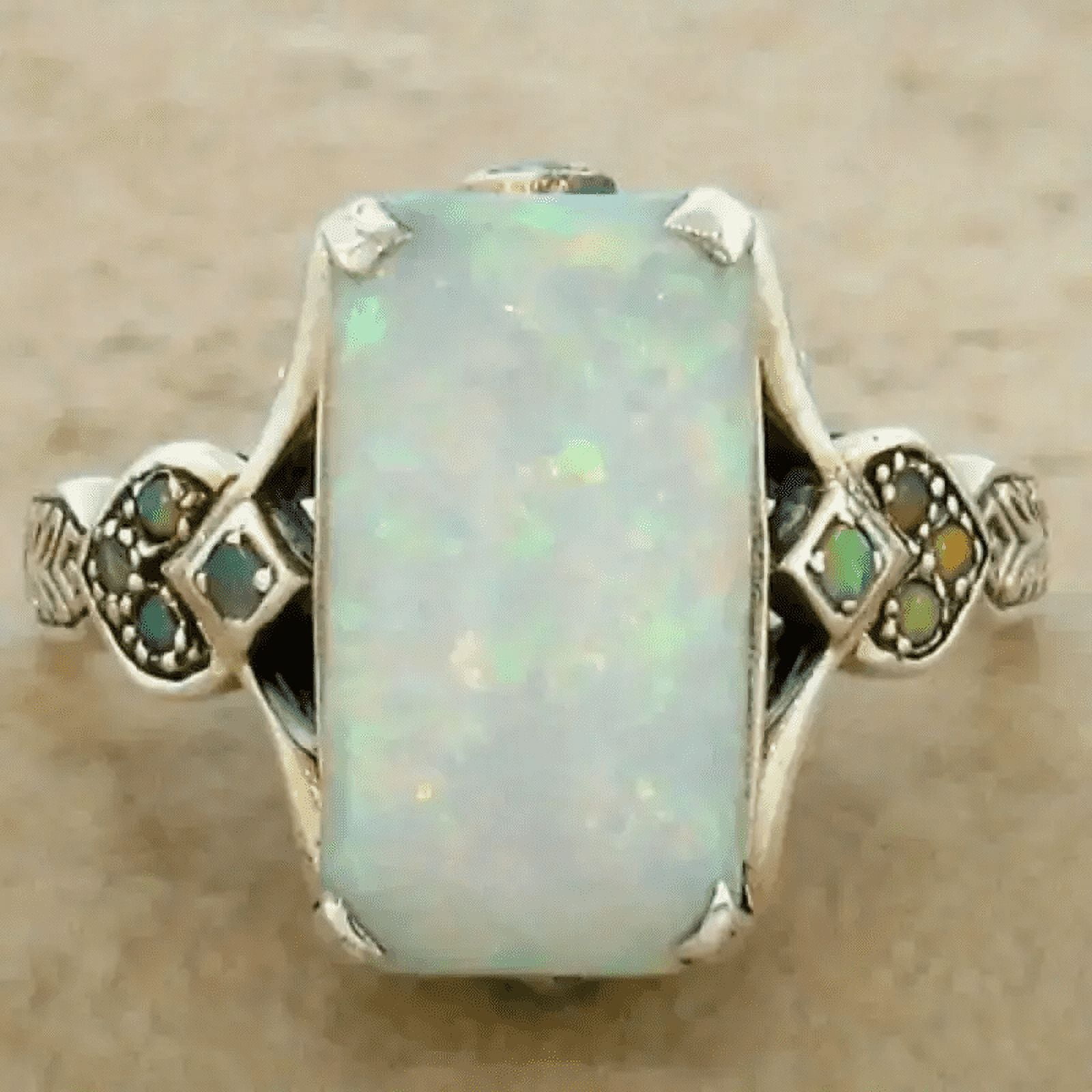 1pc Stylish Vintage Opal Ring for Men - Elegant Square Design with ...