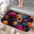 thumbnail image 1 of 1pc Sugar Skull with Flowers Absorbent Non-Slip Bathroom Thickened Flannel Rug Decor,Soft,Quick Drying,Suitable For Indoor/outdoor Use,Bathrooms,Bedrooms,Kitchens,Terrace,Laundry Rooms,16"x24", 1 of 9