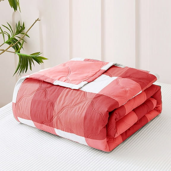 1pc Summer Cooler Quilt, Cold Blanket for Sleeping Plaid Style Throw Blanket for Couch Ice Blanket for Hot Sleepers Lightweight Cooling Throw for Summer, Skin Friendly, 55-57In L×39.3In W, Pink