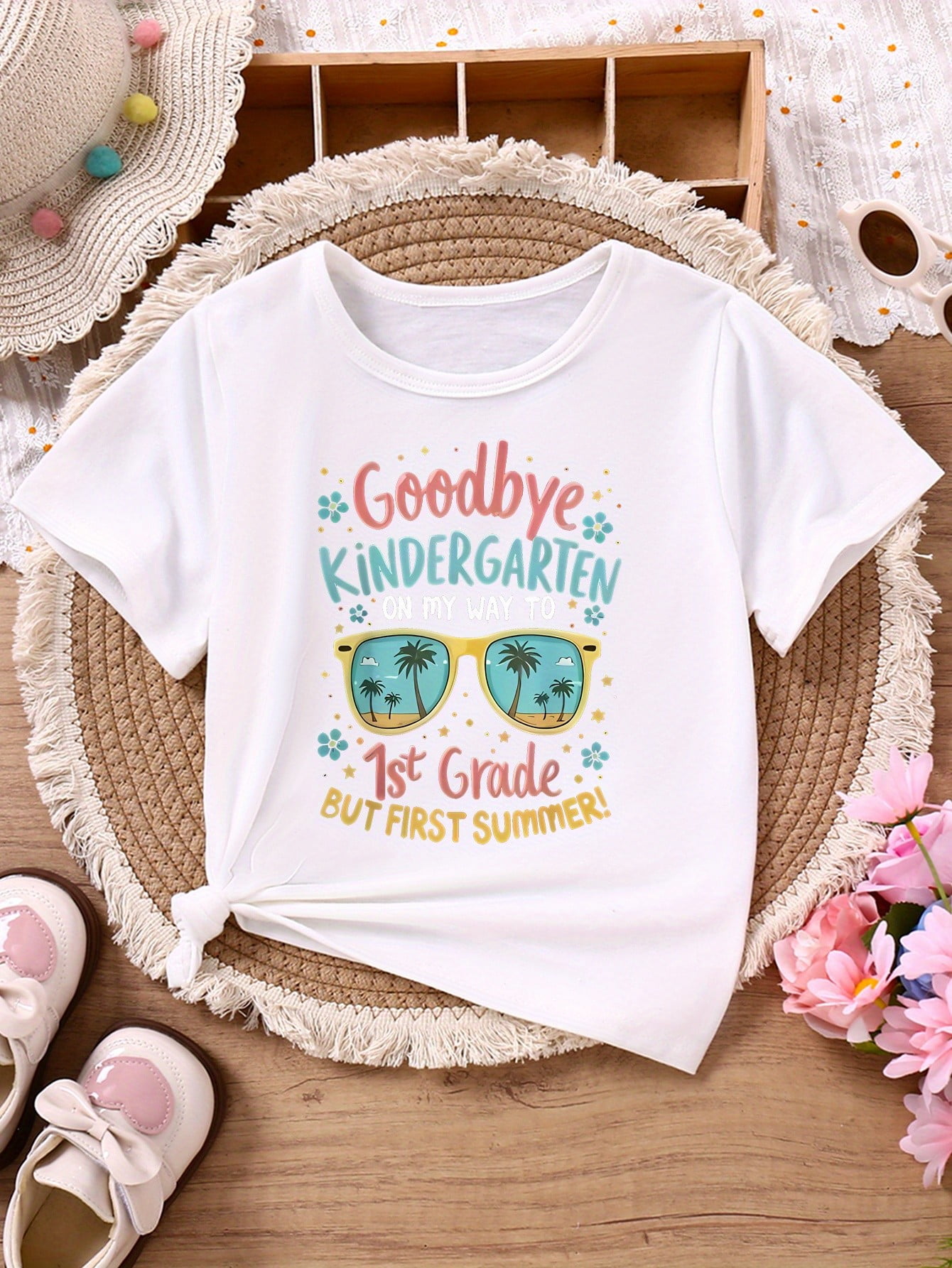 1pc Summer Girls T-Shirt - "Goodbye Kindergarten on My Way to First ...