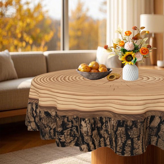 1pc Summer Solstice Rustic Nature Round Tablecloth, Multi-scene Cover for Elegant Home Formal Summer Parties, 35/49/60/71 Inch