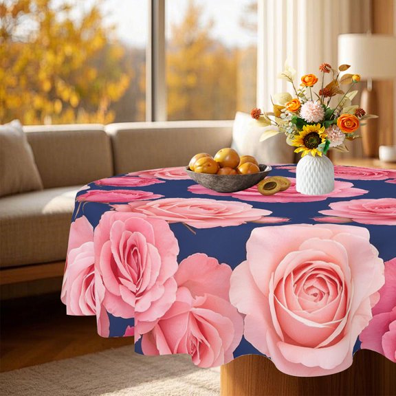 1pc Summer Solstice Tropical Flower Round Tablecloth, Multi-scene Cover for Elegant Home Formal Summer Parties, 35/49/60/71 Inch