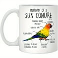 thumbnail image 1 of 1pc, Sun Conure Coffee Mug, Cute Parrot Gift, Pet Bird Lover, Funny Gift For Her, Him, Bird Meme, Bird Mom, Bird Dad, Ornithologist, Anatomy 11oz, 1 of 1