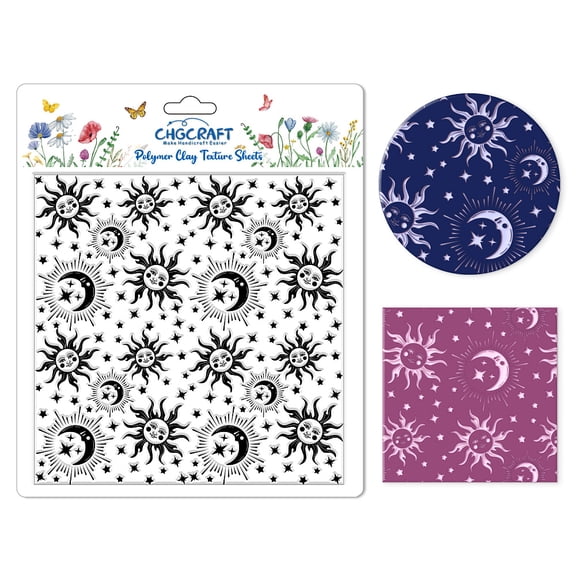 1pc Sun Moon Stars Polymer Clay Texture Sheets Silicone Texture Stamp Clay Texture Mat Modeling Pattern Pad Texture Sheets