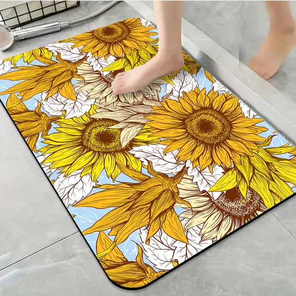 1pc Sunflower Bathroom Rug Bathroom Decor and Accessories- Durable,Anti Slip,And Quick Drying,Suitable For Indoor/outdoor Use - Perfect For Bathrooms,Bedrooms,Kitchens