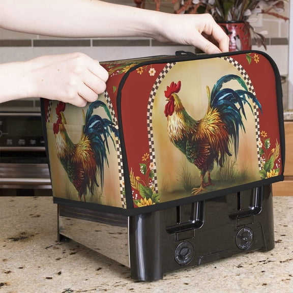 1pc, Sunflower Rooster Bread Maker Cover, Chick Print Small Kitchen Appliance Bread Maker Dust Cover Microwave Bread Maker Cover, Suitable for 2 Slices Models