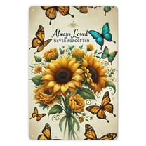 1pc Sunflower and Butterfly Memorial Metal Sign Yard Decor, 12x8 Inches, Always Loved Never Forgotten, for Outdoor and Cemetery Tender Arrangement