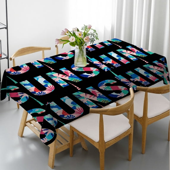 1pc Sunshine Island Text Print Tablecloths for dining table, Holiday ...