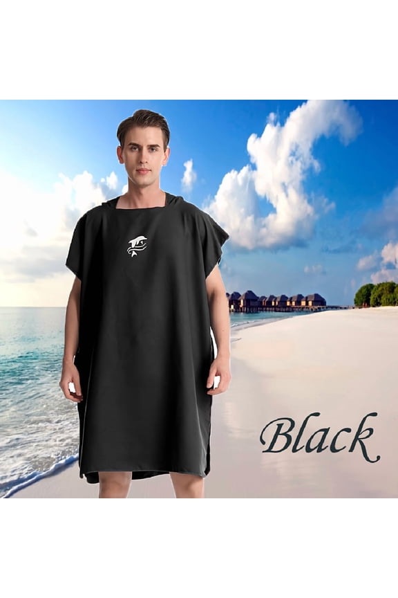 1pc Surf Poncho Changing Robe Towel, Unisex Bathrobe Soft Comfortable Thin Hooded Absorbent Quick Drying Changing Towel BathRobe, for Surfing, Swimming, Diving, Beach, One Size Fit All