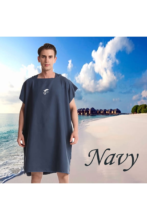 1pc Surf Poncho Changing Robe Towel, Unisex Bathrobe Soft Comfortable Thin Hooded Absorbent Quick Drying Changing Towel BathRobe, for Surfing, Swimming, Diving, Beach, One Size Fit All