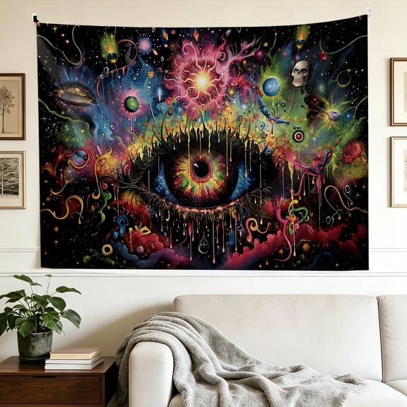 1pc Surreal Trippy Rainbow Iris Space Nebula Art Tapestry 74x72/80x72/86x72 inch Cosmic Space Boho Mystic Wall Decor