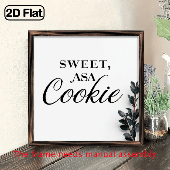 1pc, Sweet as a Cookie Rustic Farmhouse Wood Framed Sign, Vintage Wall Art for Bedroom, Kitchen, Bathroom, Office, and Living Room, Perfect for Home Decor or Housewarming Gifts 8x8 Inch