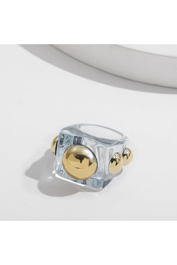 1pc Sweet style Resin Plastic Finger Rings for Geometric Shapes Light Blue Inner Diameter: 17mm