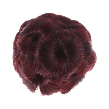 1pc Synthetic Hair Updo Clip Wig Bun Hair Chignon Clip Flower Design Jaw Clip for Women Ladies (Wine)
