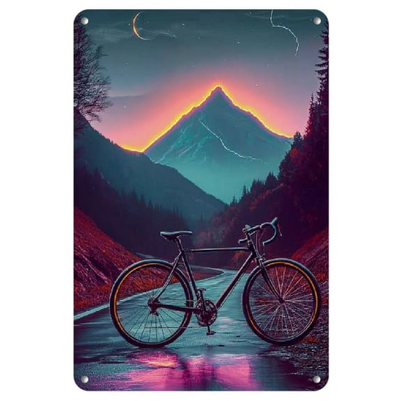 1pc Synthwave Bike Iron Painting, 8x12inch Retro Wall Art, HD Color Accuracy, Fine Detail Processing, Metal Sign for Living Room Bedroom Hallway Decor, Artistic Drawing Set