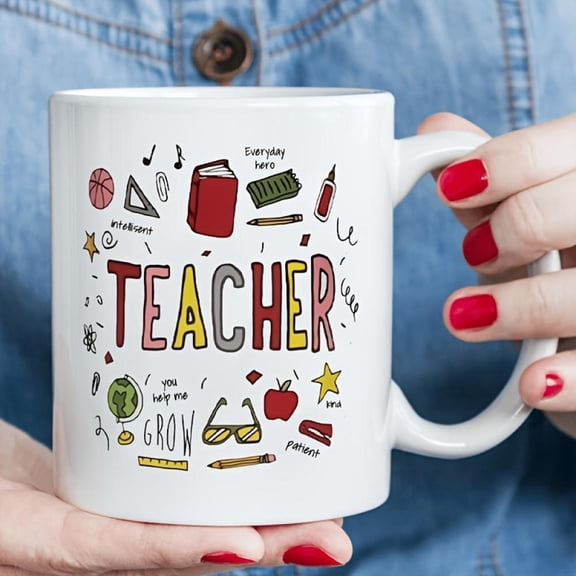 1pc TEACHER Coffee Mug 11oz 15oz Ceramic Coffee Cups Cups Summer Winter Drinkware Birthday Gifts Holiday Gifts
