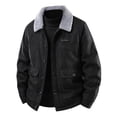 thumbnail image 1 of 1pc TNZI men's autumn and winter workwear lapel suede jacket, fleece thickened warm casual jacket, loose and versatile jacket, zipper pocket workwear jacket, large size simple and fashionable, 1 of 5