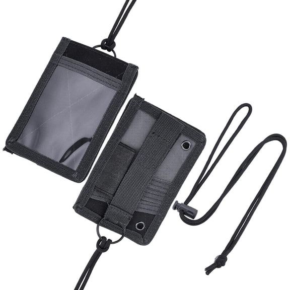 1pc Tactical ID Card Holder Multifunction ID Badge Holder Wallet Durable Card Holders with Adjustable Lanyard and Clear ID Window Identification Badges ID Cases Credit Card Organizer