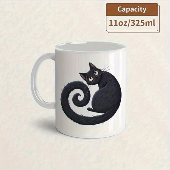 1pc Tail Ceramic Mug 11oz Cute tail Kitten Design Coffee Tea Cup Hot Cold Beverage Pitcher with Themed Women Men Birthday Christmas Valentine s Day Present Husband Partner Teachers