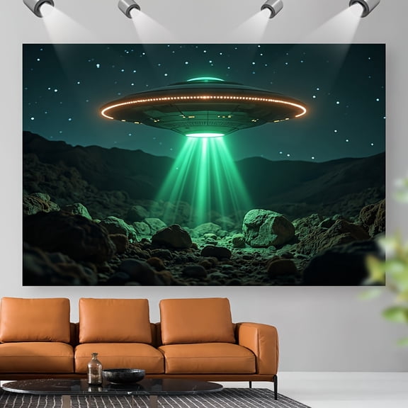 1pc, Tapestry Banner Mysterious Flying Saucer Machine Washable Polyester,Without Electricity Birthday Party Applies to Holiday Family Portraits, Party Decorations