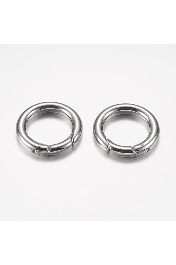1pc Tarnish Resistant 304 Stainless Steel Spring Gate Rings O Rings Ring Stainless Steel color 6 Gauge 24x4mm Inner Diameter: 16mm