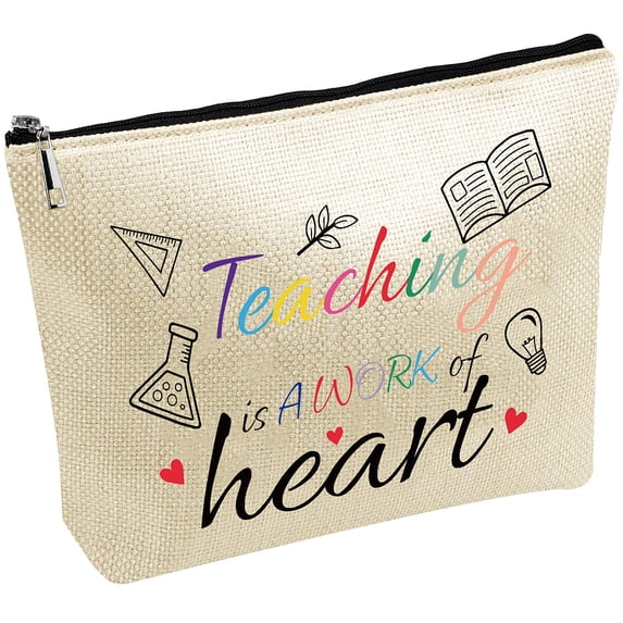 1pc Teacher Cosmetic Bag Makeup Bag Toiletry Purse Pouch Portable Organizer Make Up Accessory washable Small Things Storage Printed with Zipper Gift