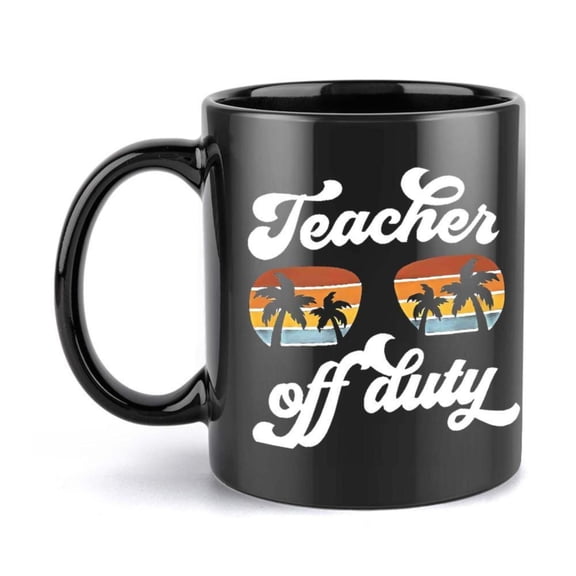 1pc Teacher Off Duty Mug with Tree Sunset Design 11oz Ceramic Reusable Hand Wash Only Holiday Birthday Christmas Summer Teacher Tropical Design Reusable Mug
