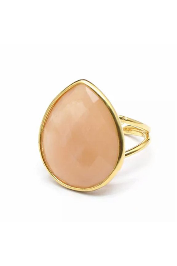 1pc Teardrop Chakra Faceted Crystal Ring Gemstone Water Drop Quartz Jewerly Gift