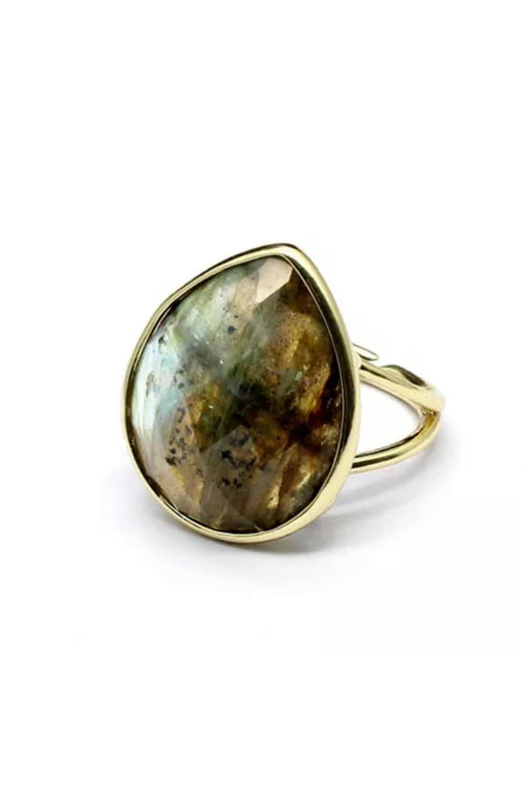 1pc Teardrop Chakra Faceted Crystal Ring Gemstone Water Drop Quartz Jewerly Gift
