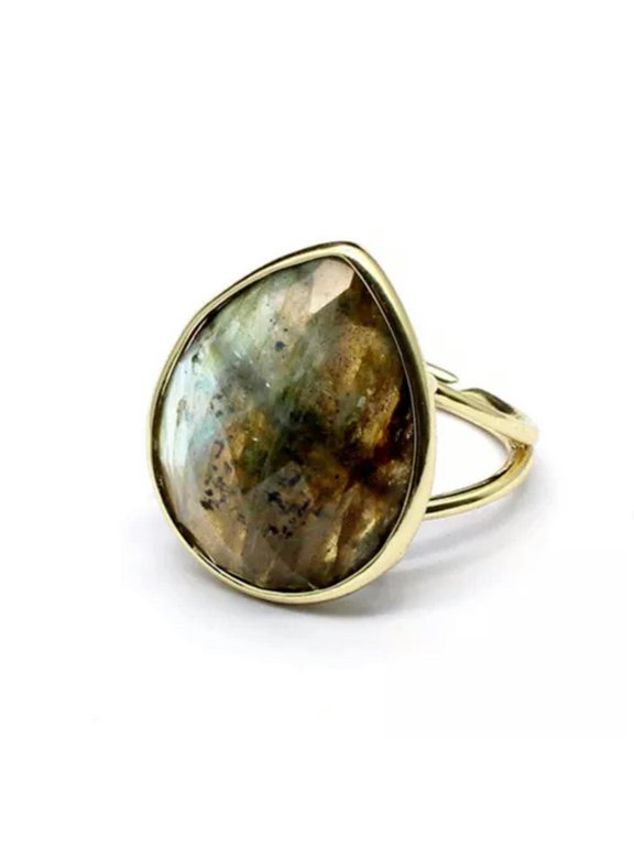 1pc Teardrop Chakra Faceted Crystal Ring Gemstone Water Drop Quartz Jewerly Gift