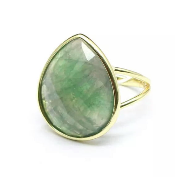 1pc Teardrop Chakra Faceted Crystal Ring Gemstone Water Drop Quartz Jewerly Gift
