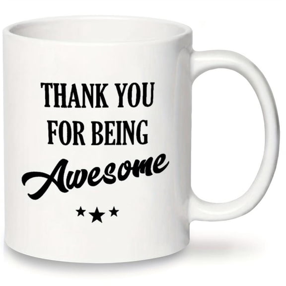 1pc Thank You Being Awesome 11oz Ceramic Coffee Mug Insulated Reusable Cup with Elegant Cursive Lettering Stars Women Colleagues Friends Christmas Hal