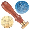 thumbnail image 1 of 1pc Thank You Wreath Wax Seal Stamp Wedding Invitations Embossed Stamp Sealing Removable 1" Brass Wax Seal Stamp Head with Wooden Handle Envelopes Gift Packing Decoration Craft Adhesive Waxing, 1 of 8