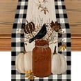 thumbnail image 1 of 1pc Thanksgiving Day Pumpkin Table Runner - Black Crow & Autumn Foliage Design, Indoor Linen Decor for Fall & Halloween, 1 of 5