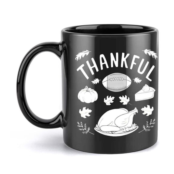 1pc Thanksgiving Mug Thankful Turkey Pumpkin Pie Design Heavy Duty 11oz Cup Coffee Tea Autumn Thanksgiving Christmas Birthday Gifts Hand Wash Only Kitchen Dining Decorations Thanks