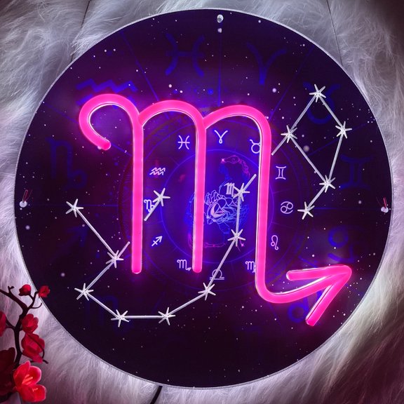 1pc The Zodiac Horoscope Neon Sign, Scorpio LED Neon Signs For Wall Decor, Zodiac Horoscope Neon Lights, Birthday Gift, Home Kids Room Decor