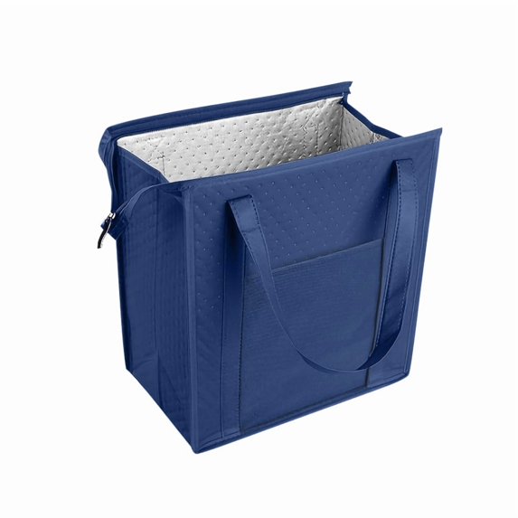 1pc Thermal Bag Textured Non-woven Insulated Cooler Bag with Front Pocket, Zipper Closure for Camping Picnic