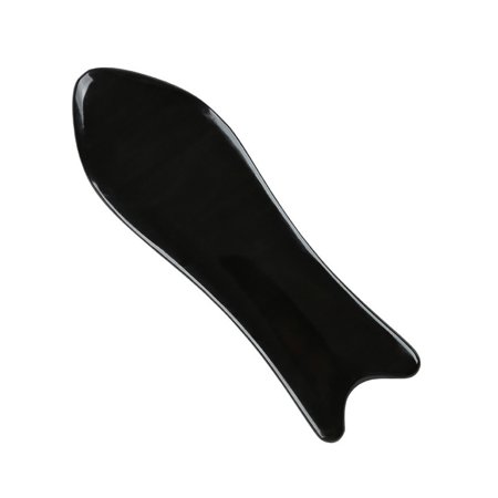 1pc Thick Fish Shaped Buffalo Horn Scraping Board Massaging Board (Black)