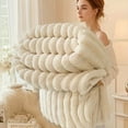thumbnail image 1 of 1pc Thickened Blanket Soft And Comfortable Faux Rabbit Hair Reversible Blanket Thermal Blanket Nap Blanket Air Conditioning Blanket Office Outdoor Camping Gift Blanket Perfect for All Seasons, 1 of 5
