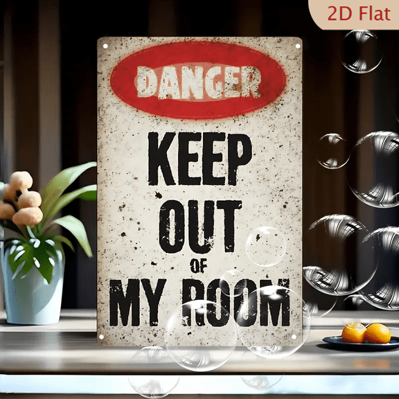 1pc Tin Metal Wall Sign, 8x12 Inches, Retro Distressed "Danger Keep Out Of My Room" Warning Sign, Funny Privacy Decor, Ideal for Bedroom, Man Cave, Game Room, Home, Office, Bar, Garage, Decorative