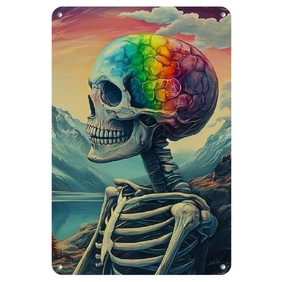 1pc, Tin Sign Stylish Weed Skull Vintage Iron Metal Sign Wall Poster for Room Decor, Bar Cafe Garage Decor (8x12Inch/20*30cm), Poster, Perfect for Room Decor