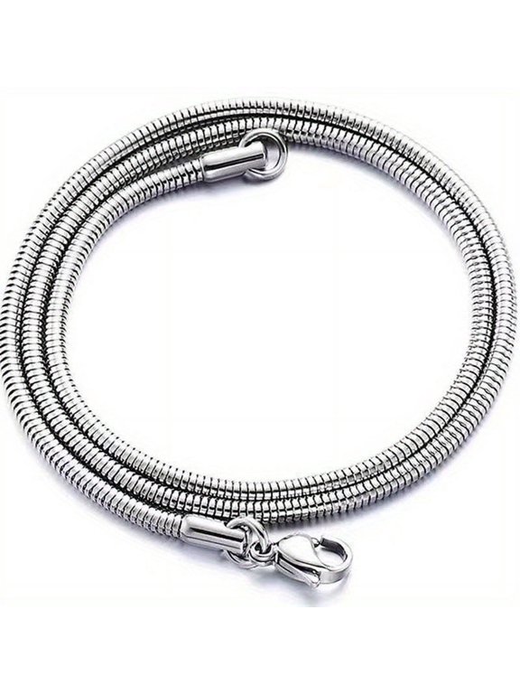 1pc Titanium Steel Round Snake Bone Necklace - Fashion Accessories - For Men & Women - Suitable for Everyday Wear - Perfect Gift for Fashion Lovers
