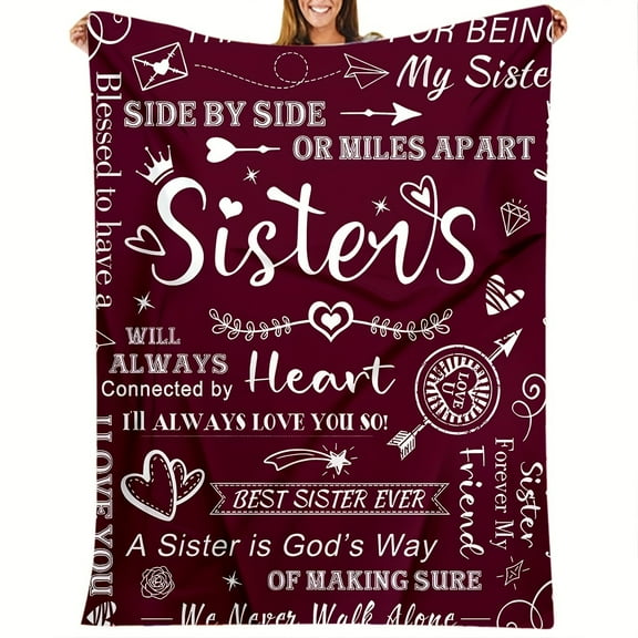 1pc To Sisters Gift Blanket Lady's Gift Sister Gift Birthday Gift Christmas Soft Cozy Purple Flannel Blanket