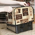 thumbnail image 1 of 1pc, Toaster Cover, Novelty Coffee Theme Toaster Cover Washable Dustproof Brown Kitchen Small Appliance Cover with Top Hook, Fits Standard 2 Slice Toaster, 1 of 6