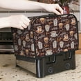 thumbnail image 1 of 1pc, Toaster Cover, Novelty Coffee Theme Toaster Cover Washable Dustproof Brown Kitchen Small Appliance Cover with Top Hook, Fits Standard 2 Slice Toaster, 1 of 6