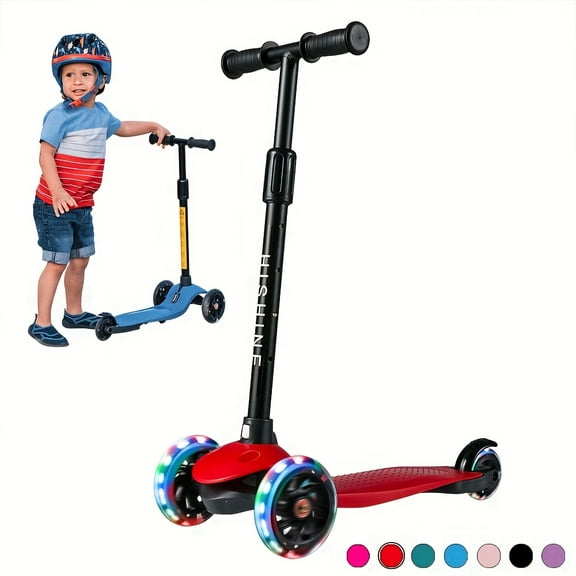 1pc Toddler Scooter For Kids 3 Wheels Scooter For Boys Girls Kick Scooter With Light Up Wheels, Adjustable Height, Easy To Learn, Solid & Sturdy, Fits Children, The Wheels Glow By Magnetic Force.