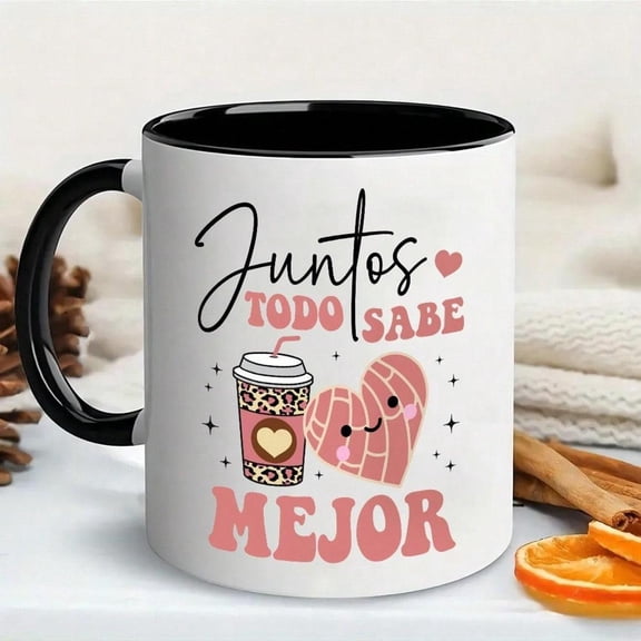 1pc Todo Sabe Mejor Everything Tastes Better 11oz Spanish Mug With Sweet Message Dishwasher Safe Ceramic Cup Adding Positivity To Morning Coffee Great