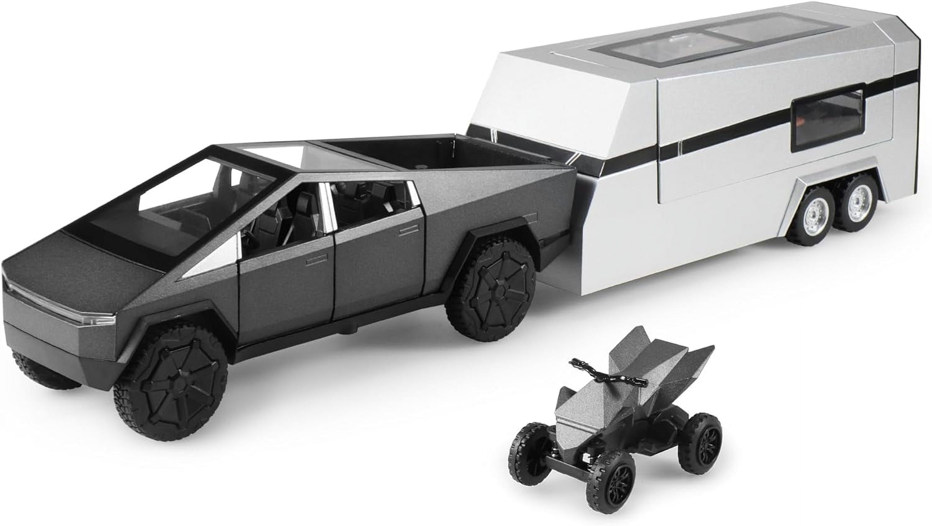 Modelo de juguete fundido a presión Tesla Cybertruck plateado a escala
